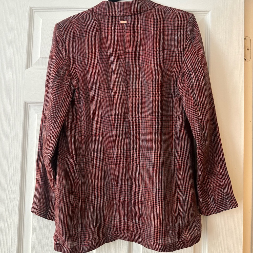 Armani Exchange Red and Black Plaid Blazer